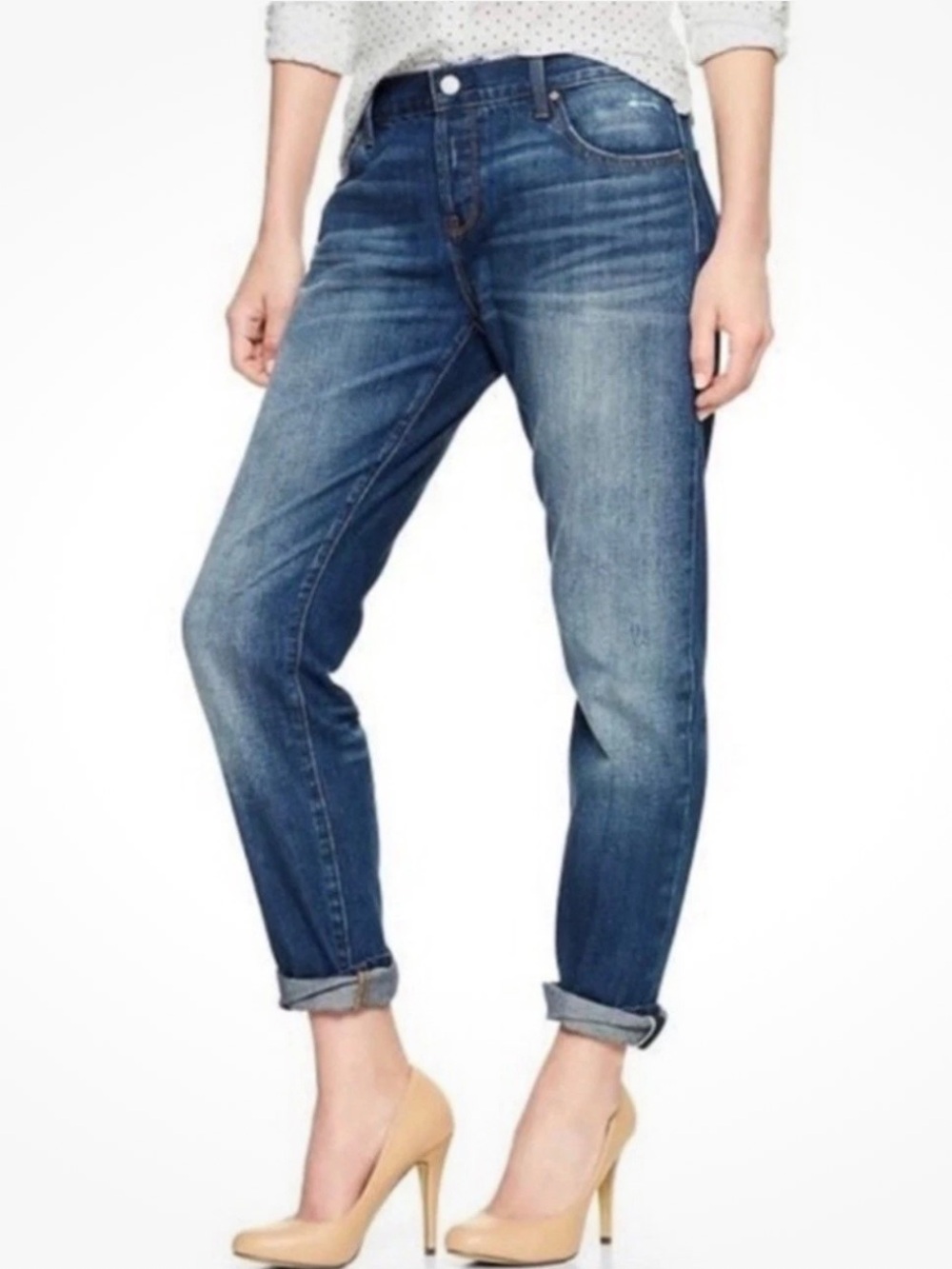 Gap 1969 Women Size 28R Medium Wash Denim Cotton Low Rise Sexy Boyfriend Jeans